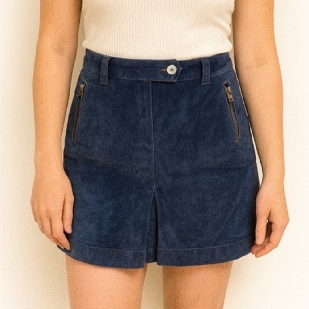 Brooks Brothers‎ Navy Corduroy Skirt With Zipper Pockets Size 8